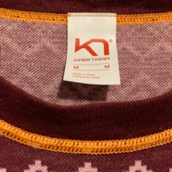 Kari Traa, Colorful, Fun, Wool Blend Crew Neck baselayer top, Size Medium - Picture 3 of 6